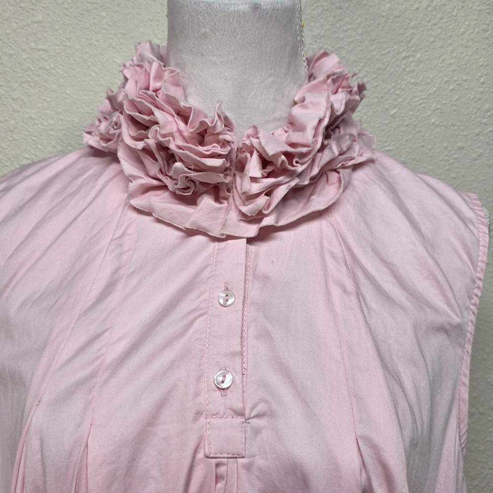 STYLE Pink Trapeze High Low, Ruffled Turtle Neck, Sleeveless, Size Medium - Picture 6 of 10